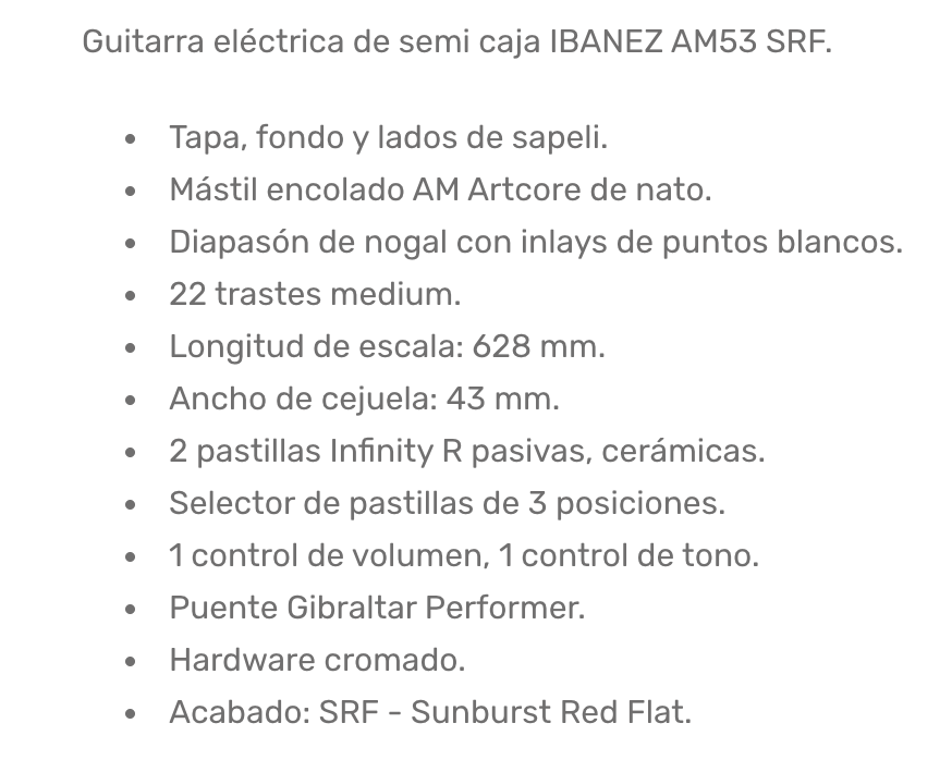 Vendo Ibanez Artcore AM53 SRF Impecable – Mejorada con P90 de segunda mano · Foto 10 de 10 · Valencia · 260 €