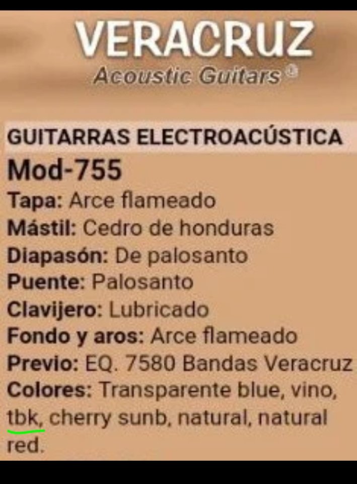 Guitarra Electroacústica Veracruz Mod. 755 TBK