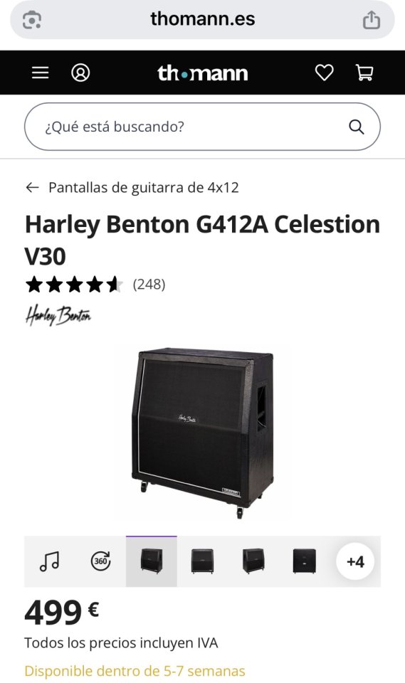 Pantalla 4x12 Celestion V30 de segunda mano · Foto 4 de 7 · Toledo · 300 €