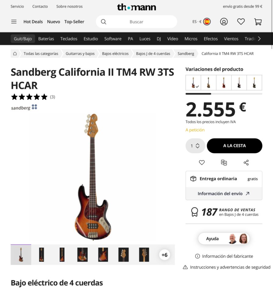 Bajo Sandberg TM4 Aged x guitarra Maybach