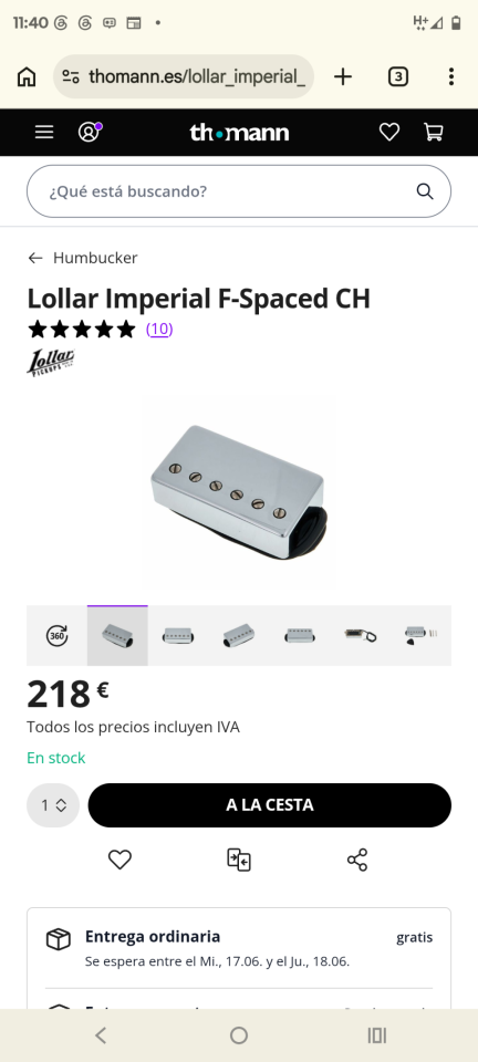 Lollar imperial f-spaced con pickguard Fender original de segunda mano · Foto 7 de 10 · Illes Balears · 190 €