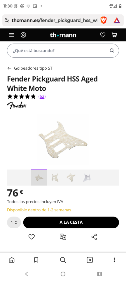 Lollar imperial f-spaced con pickguard Fender original de segunda mano · Foto 8 de 10 · Illes Balears · 190 €