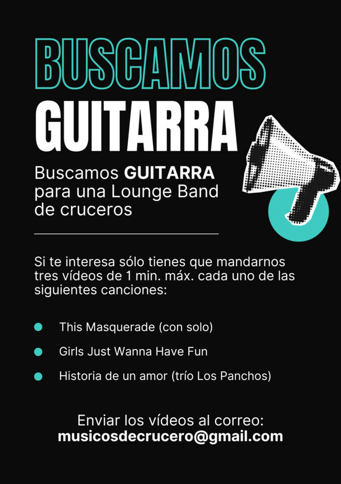 Buscamos guitarrista para banda de cruceros