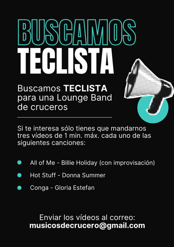 Buscamos teclista para banda de cruceros
