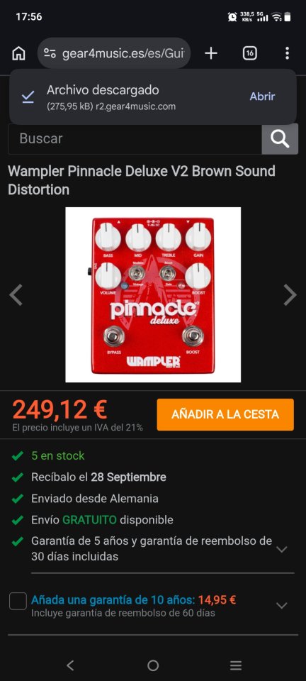 Wampler Gearbox Overdrive Distortion de segunda mano · Foto 5 de 8 · Madrid · 199 €