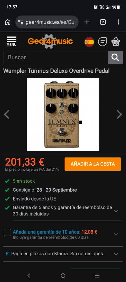 Wampler Gearbox Overdrive Distortion de segunda mano · Foto 6 de 8 · Madrid · 199 €