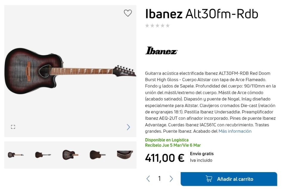 Vendo o Cambio Ibanez ALT30FM prácticamente nueva