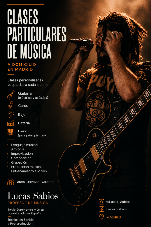 Clases de Guitarra a domicilio de segunda mano · Madrid