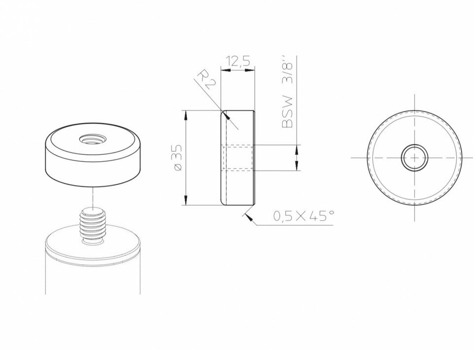 Genelec adaptador a tubo 36mm (nuevo )