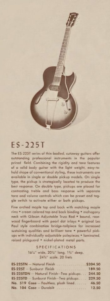 Gibson ES-225T (1956) + estuche original de segunda mano · Foto 10 de 10 · Asturias · 4800 €