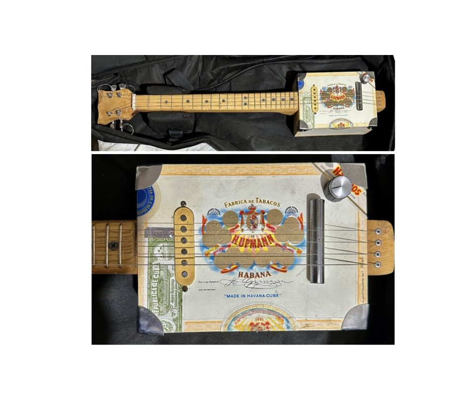LCA Guitars, cigar box lap steel por bigsby B12 plateado original o similar.