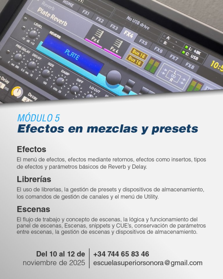 Curso de sonido en directo y X32 (con X32, XR18 y Wing) - Cehegín, Murcia.