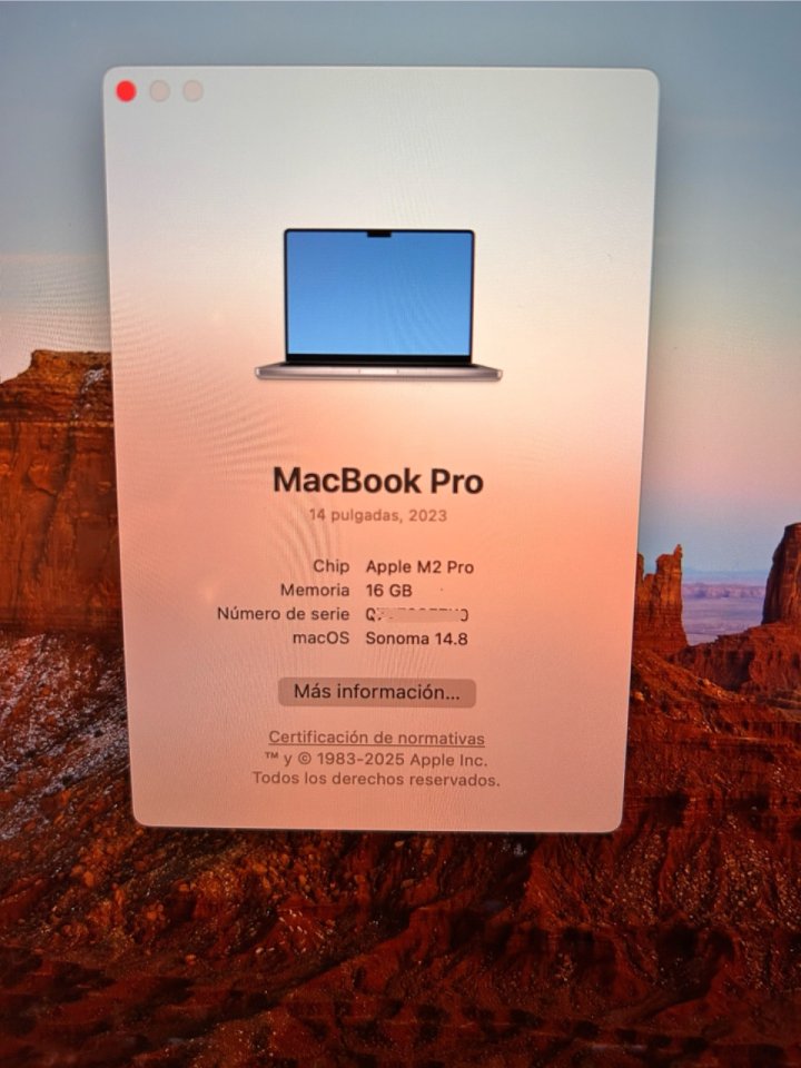 MacBookPro 14.2 M2 Pro CPU12 y Gpu 19. 16Gb. 1Tb