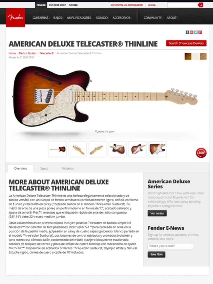 Fender Telecaster Thinline Deluxe USA de segunda mano · Foto 5 de 6 · Navarra · 1500 €