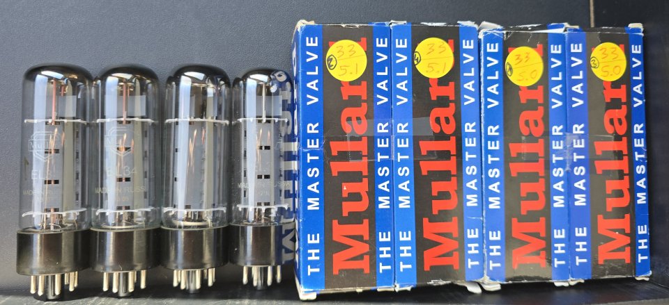 4 Mullard EL34 Reissue emparejadas de segunda mano · A Coruña · 120 €