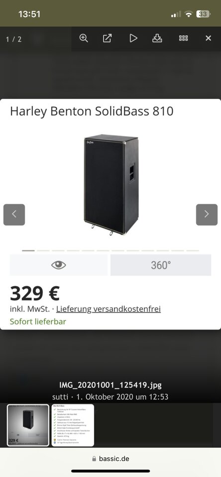 Harley benton 8x10 solid bass cabinet