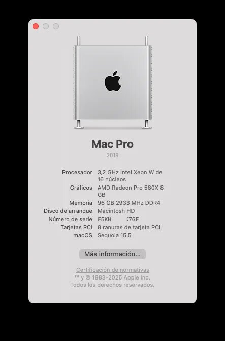 Mac Pro 2019 + 16 cores +  96 Gb Ram + SSD 2Tb