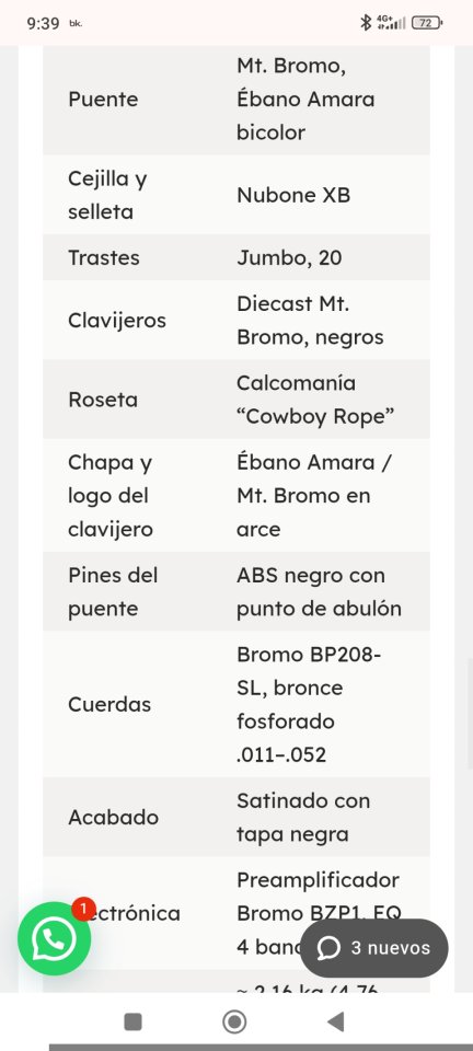 Guitarra Bromo BAT9MEBK NUEVA