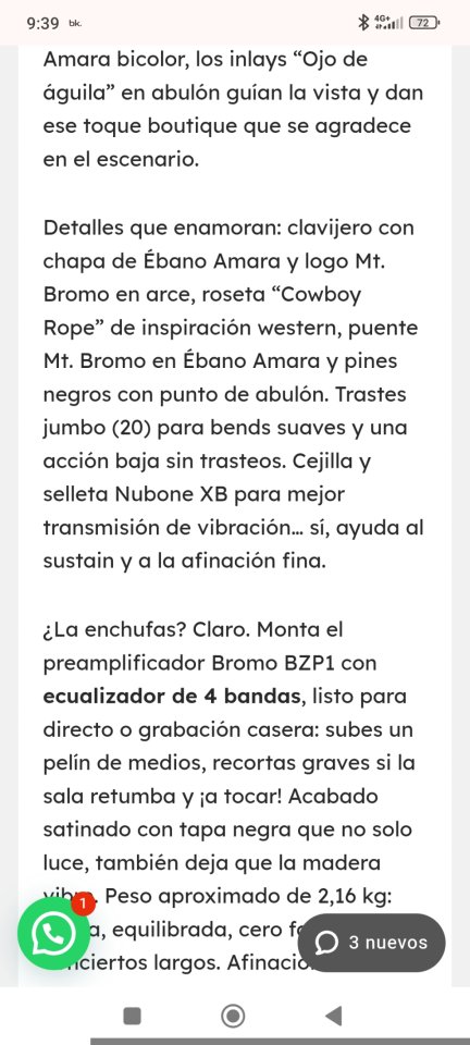 Guitarra Bromo BAT9MEBK NUEVA