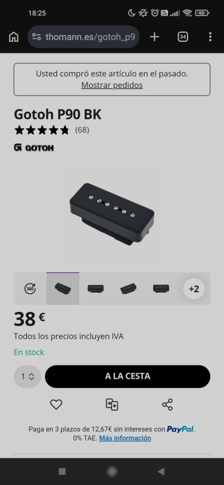 Pastilla P90 Gotoh BK de segunda mano · Foto 2 de 6 · Pontevedra · 30 €