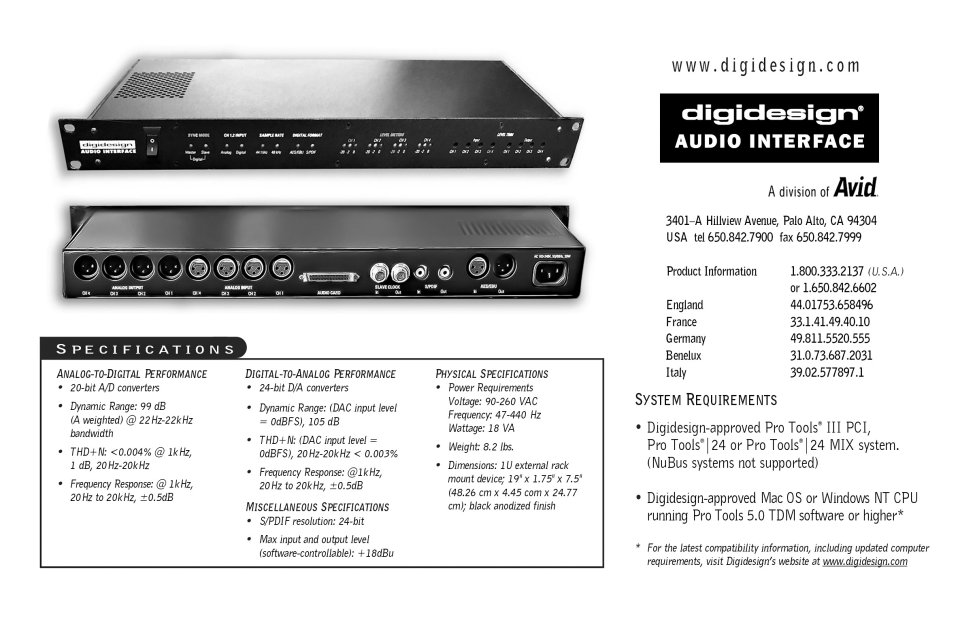 DIGIDESIGN QUAD AUDIO INTERFACE PRO para Sistemas Pro Tools