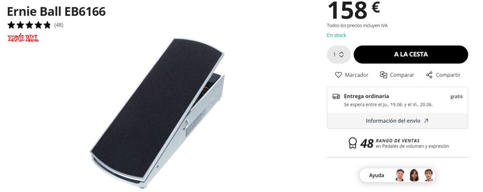 Pedal Ernie Ball 6166 expresión/volumen