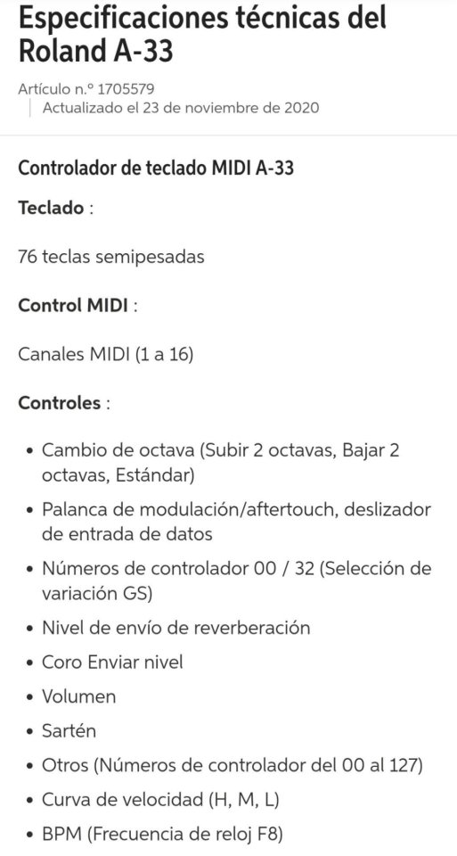 Roland A33 (76 teclas)