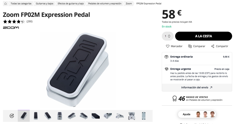 Pedal Expesion ZOOM FP02M    PORTES INCLUIDOS