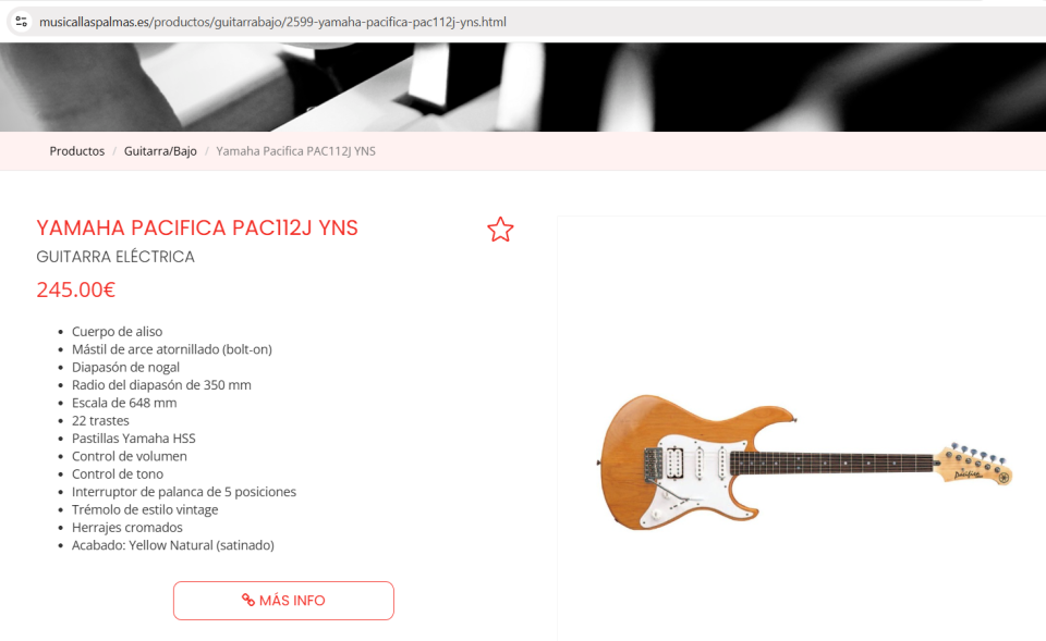 Yamaha Pacífica PAC112J – Tratado Relic / Ajustada por Luthier de segunda mano · Foto 8 de 8 · Las Palmas · 150 €