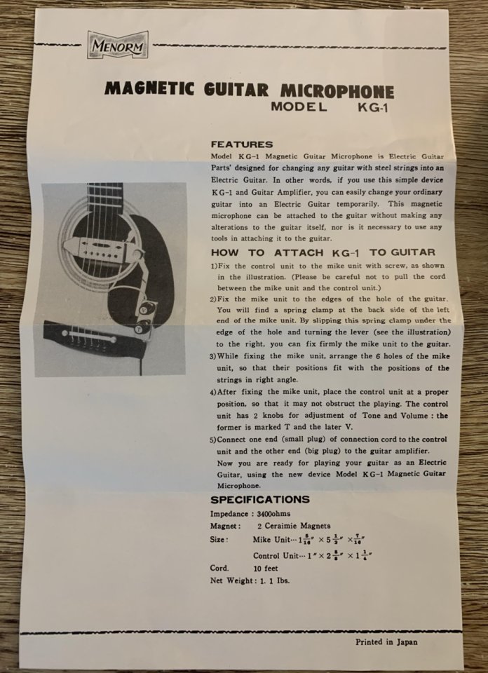 Pastilla vintage japonesa (1960) nueva para guitarra acustica KG1