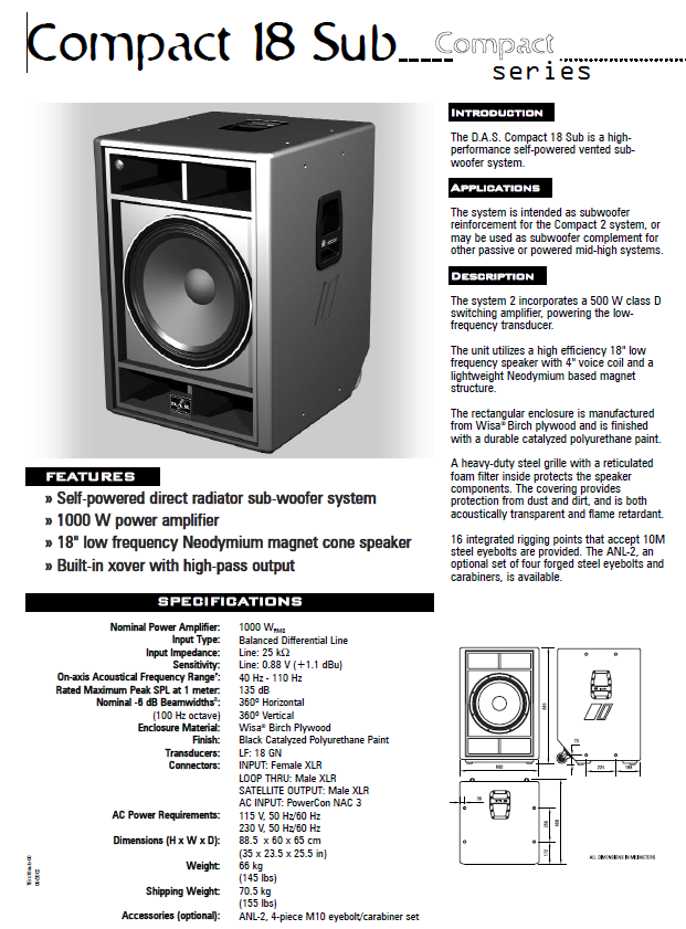 Equipo de Sonido 4000 W rms DAS COMPACT 2