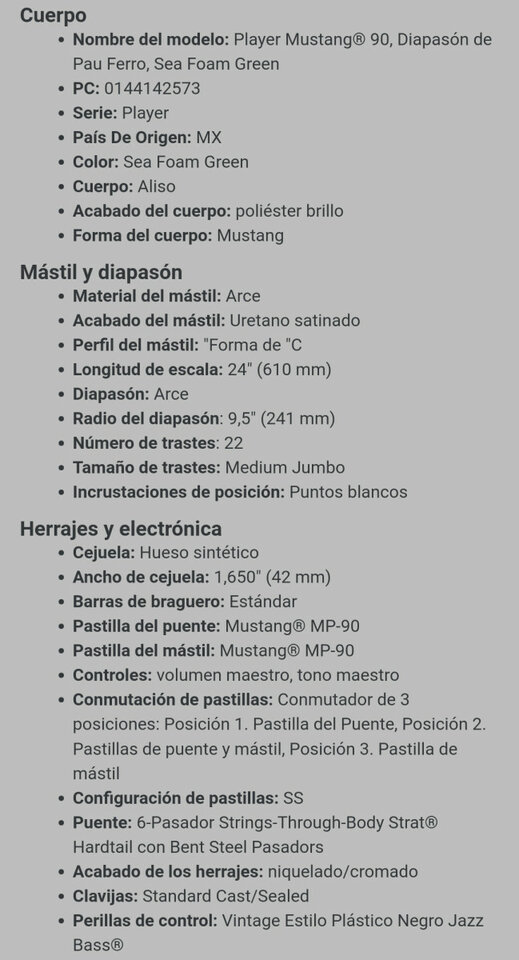 Fender Mustang +Cambio