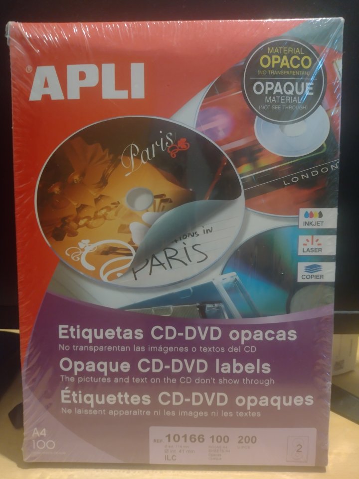 APLI 200 Etiquetas CD-DVD opacas de segunda mano · Barcelona · 25 €
