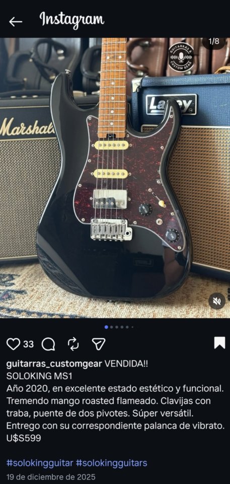 Soloking MS1 Custom Shop 2021 MEJORADA + Flight Case regalo de segunda mano · Foto 5 de 9 · Huelva · 875 €