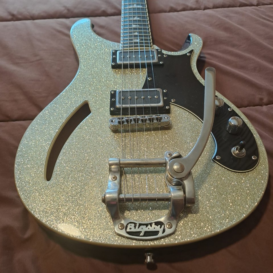 PRS Paul Reed Smith SE LTD. Custom Semi-Hollow Bigsby Silver Sparkle