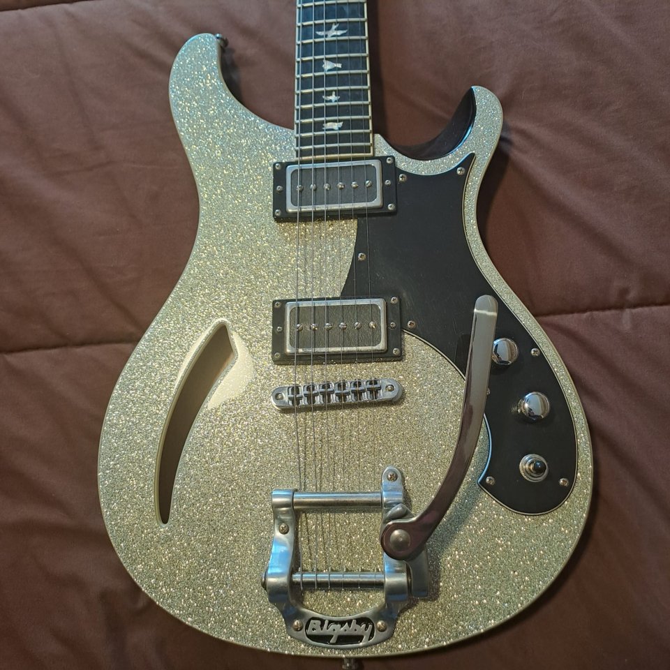 PRS Paul Reed Smith SE LTD. Custom Semi-Hollow Bigsby Silver Sparkle