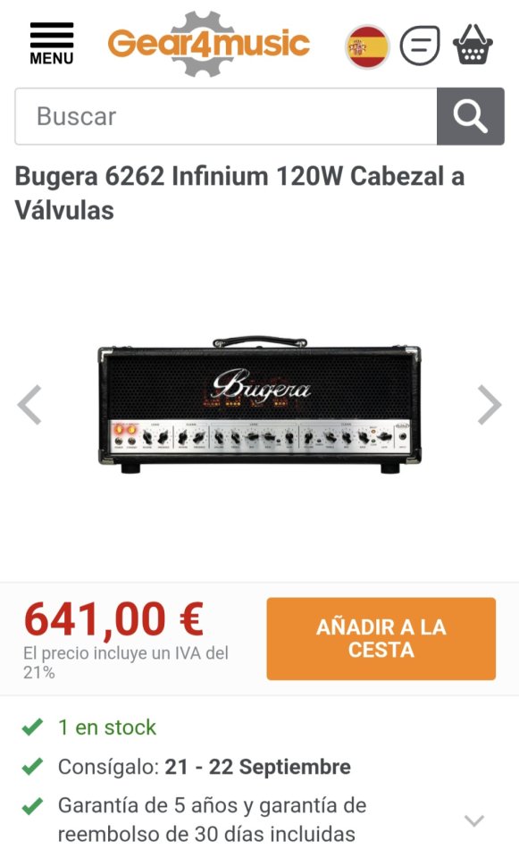 bugera 6262 infinium 120w (NUEVO) de segunda mano · Foto 4 de 4 · Cádiz · 350 €