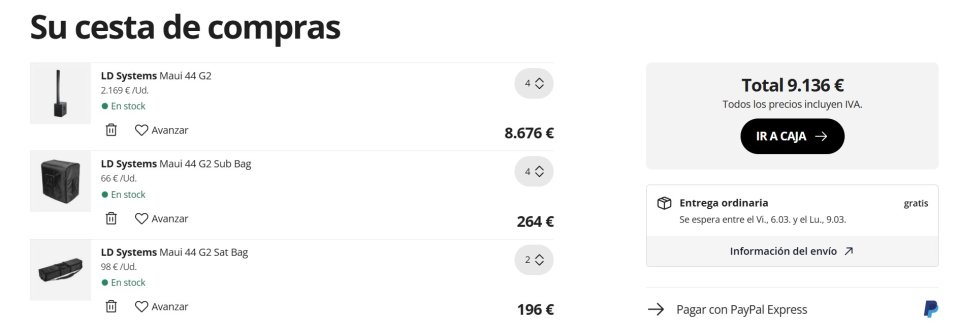 2 ó 4 sistemas columna LD Systems Maui 44 G2 + fundas NUEVOS