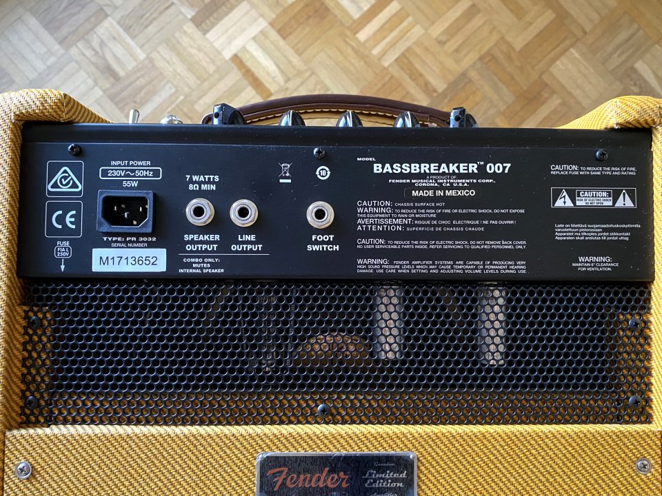 Fender Bassbreaker 007 Tweed Ed Limitada