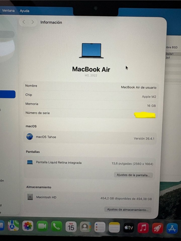 Apple MacBook Air M2 16GB 512GB 10 Cores GPU de segunda mano · Foto 4 de 5 · Valladolid · 740 €