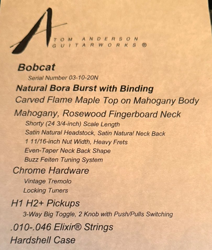 Tom Anderson Bobcat custom. Fotos.  CAMBIOS