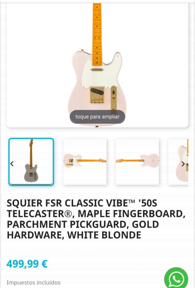 Squier Classic Vibe Telecaster 50s FSR White Blonde de segunda mano · Foto 7 de 8 · A Coruña
