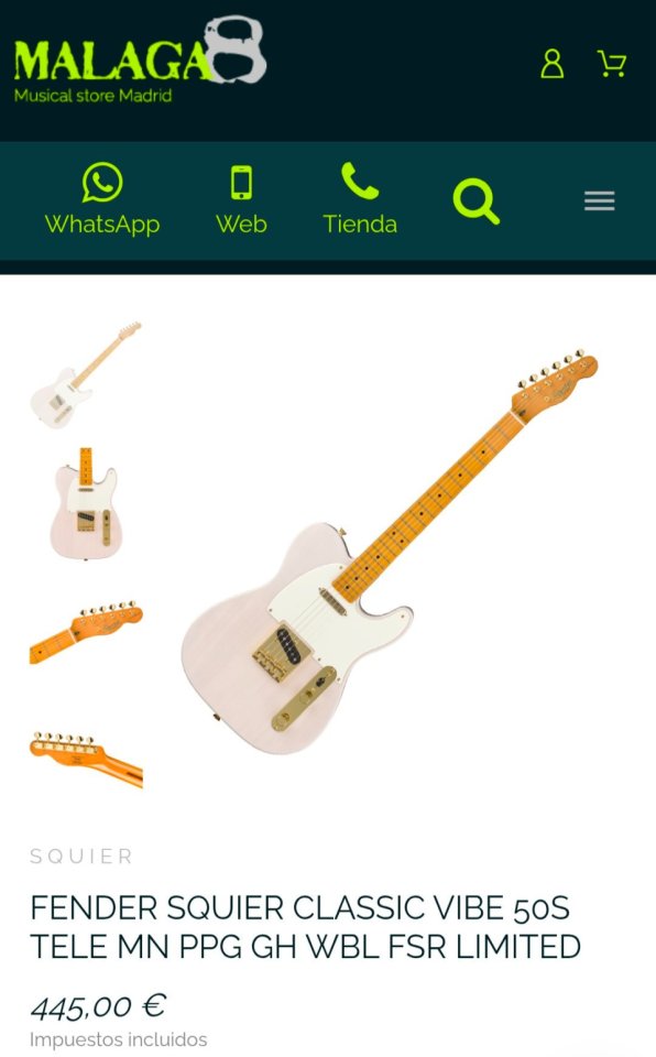 Squier Classic Vibe Telecaster 50s FSR White Blonde de segunda mano · Foto 8 de 8 · A Coruña