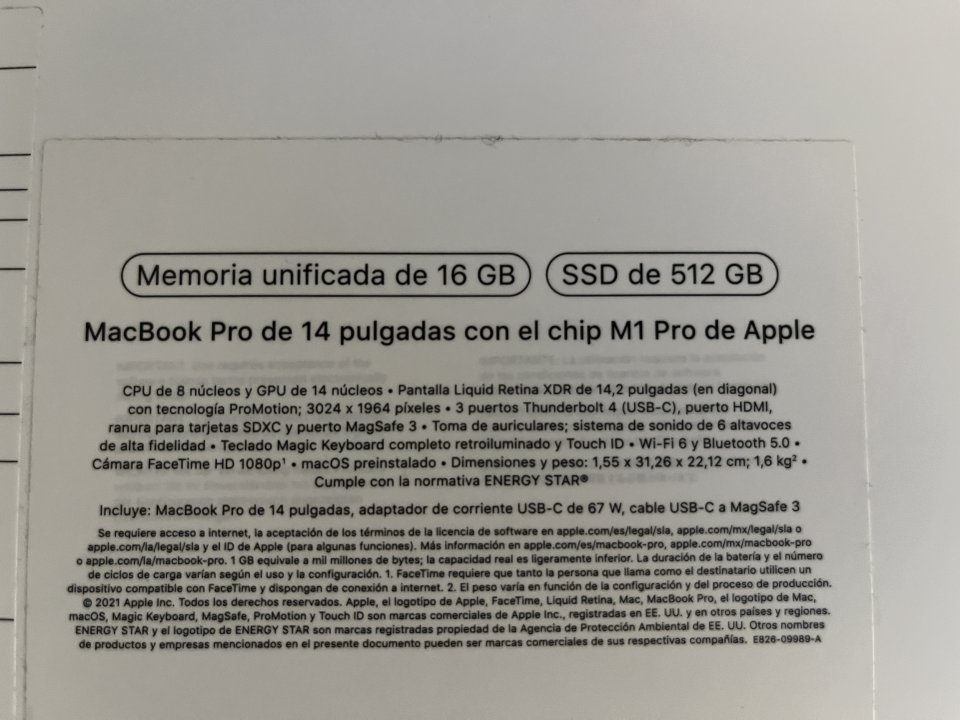 Apple MacBook Pro M1 Pro 8 CPU/14 GPU 14" de segunda mano · Foto 5 de 7 · Las Palmas · 790 €