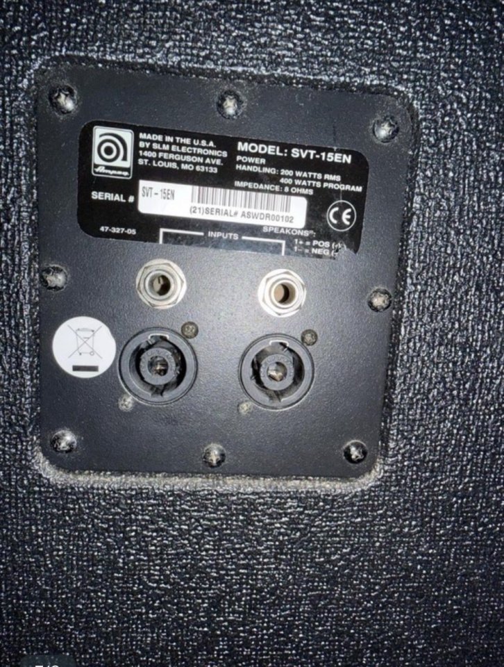 Ampeg SVT-15EN 1x15” Made in USA – 1995 de segunda mano · Foto 3 de 8 · Pontevedra · 561 €