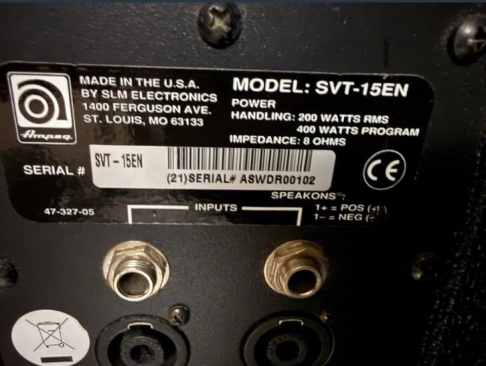 Ampeg SVT-15EN 1x15” Made in USA – 1995 de segunda mano · Foto 5 de 8 · Pontevedra · 561 €