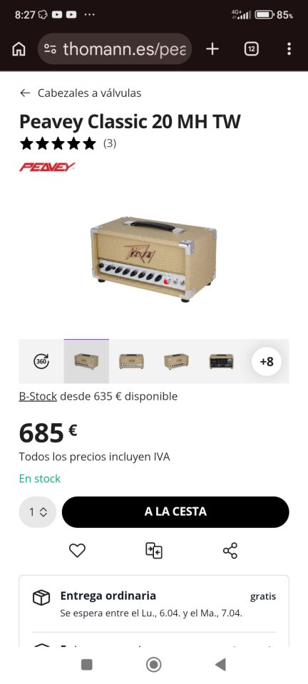 Cabezal Peavey Classic 20 MH a válvulas