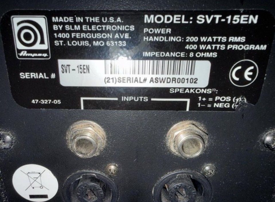 Ampeg SVT-15EN 1x15” Made in USA – 1995 de segunda mano · Foto 6 de 8 · Pontevedra · 561 €