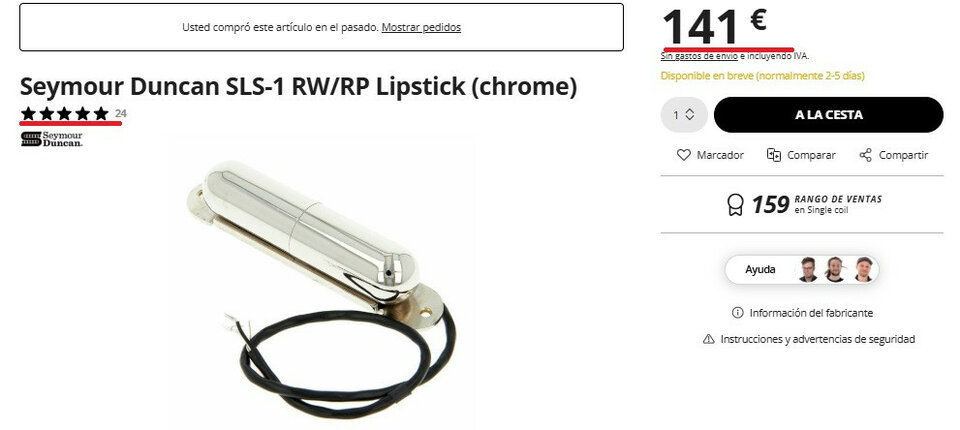 Lipstick Seymour Duncan para Stratocaster