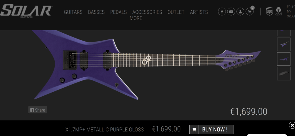 Solar guitars X 1.7 PM + hardcase + Nazgul/Sentient (envío incluido)